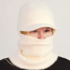 JEANS Talvipäähineet>Lipallinen balaclava pipo valkoinen