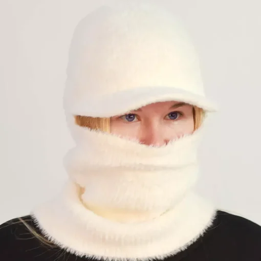 JEANS Talvipäähineet>Lipallinen balaclava pipo valkoinen