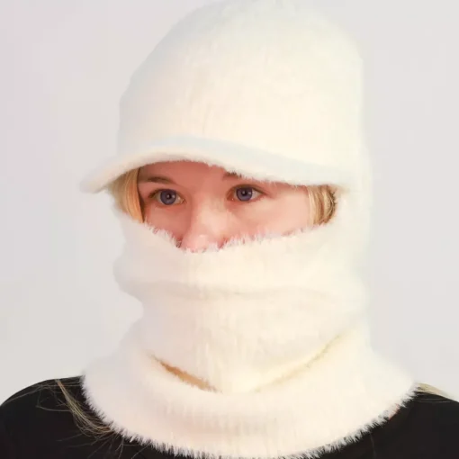 JEANS Talvipäähineet>Lipallinen balaclava pipo valkoinen