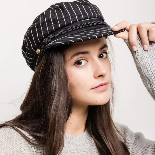 JEANS Kesähatut>Lipallinen liituraitakuvioinen hattu