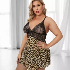 DL Collection Alusvaatteet | Plus!>Loures babydoll leopardikuvio