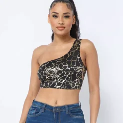 JEANS Lyhythihaiset Paidat Ja Topit>Love J Ana kuvioitu toppi musta