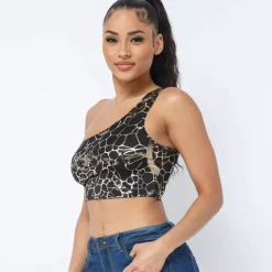 JEANS Lyhythihaiset Paidat Ja Topit>Love J Ana kuvioitu toppi musta