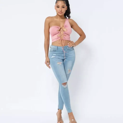 JEANS Lyhythihaiset Paidat Ja Topit>Love J Reea toppi tumma roosa