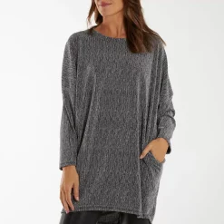 JEANS Pitkähihaiset Paidat>Mizumi Melika Lurex tunika hopea