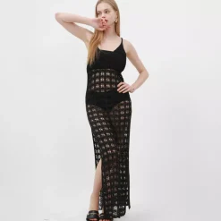 JEANS Neuleet | Maksimekot>Nandi puuvillainen neulemekko musta