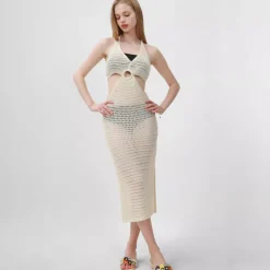 JEANS Maksimekot | Neuleet>Nandi puuvillainen neulemekko beige