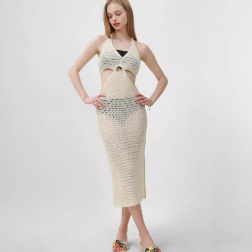 JEANS Maksimekot | Neuleet>Nandi puuvillainen neulemekko beige