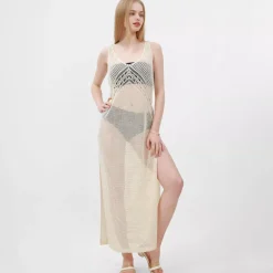 JEANS Neuleet | Maksimekot>Nandi puuvillainen neulemekko beige