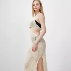 JEANS Maksimekot | Neuleet>Nandi puuvillainen neulemekko beige
