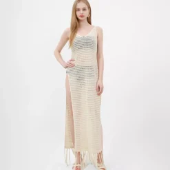 JEANS Neuleet | Maksimekot>Nandi puuvillainen neulemekko beige
