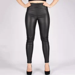 JEANS Housut>Naumy Coated stretch-housut musta