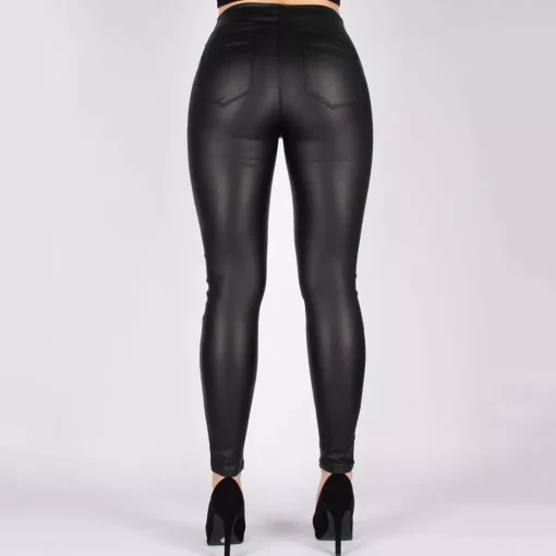 JEANS Housut>Naumy Coated stretch-housut musta