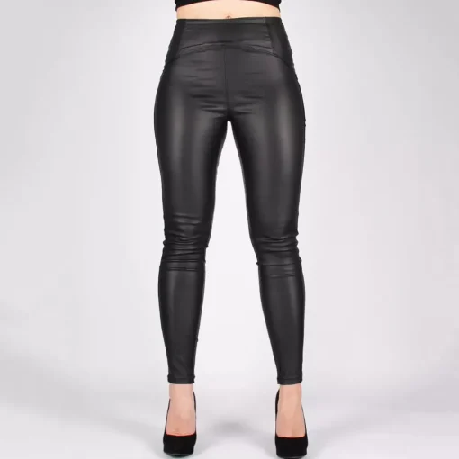 JEANS Housut>Naumy Coated stretch-housut musta
