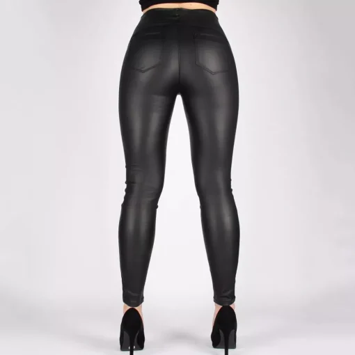 JEANS Housut>Naumy Coated stretch-housut musta