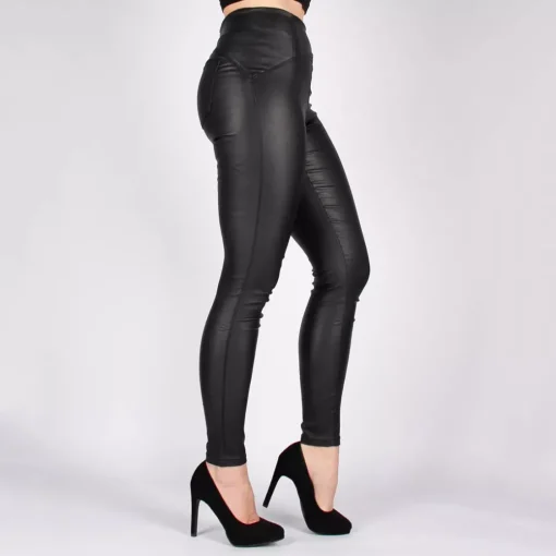JEANS Housut>Naumy Coated stretch-housut musta