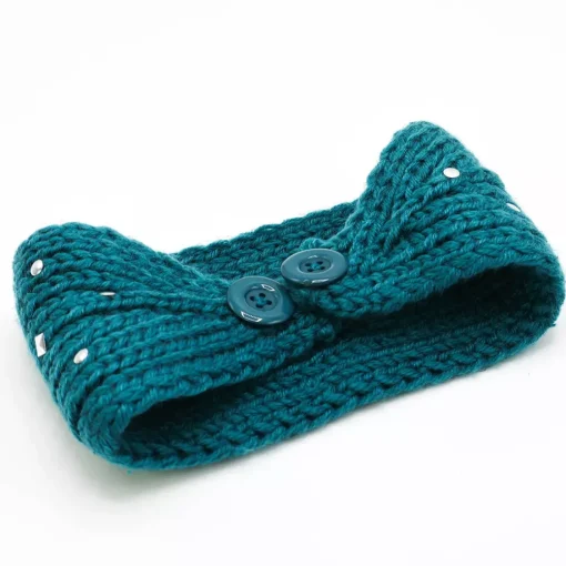 JEANS Talvipäähineet>Neulepanta hopeanvärisillä niiteillä safiiri