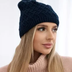 JEANS Talvipäähineet>Neulepipo fleecevuorella navy