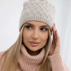 JEANS Talvipäähineet>Neulepipo fleecevuorella beige