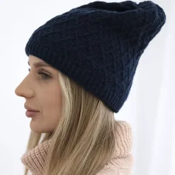 JEANS Talvipäähineet>Neulepipo fleecevuorella navy