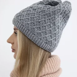 JEANS Talvipäähineet></noscript>Neulepipo fleecevuorella harmaa