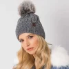 JEANS Talvipäähineet>Neulepipo keinoturkistupsulla tummanharmaa