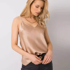 JEANS Lyhythihaiset Paidat Ja Topit>Och Bella Adelina satiinitoppi kameli