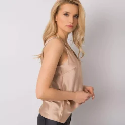 JEANS Lyhythihaiset Paidat Ja Topit></noscript>Och Bella Adelina satiinitoppi kameli