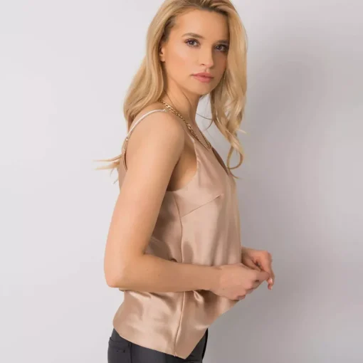 JEANS Lyhythihaiset Paidat Ja Topit>Och Bella Adelina satiinitoppi kameli