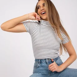 JEANS Lyhythihaiset Paidat Ja Topit>Och Bella Amande raidallinen t-paita valkoinen