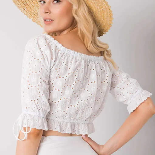 JEANS Lyhythihaiset Paidat Ja Topit>Och Bella Kevita bardot pitsitoppi valkoinen