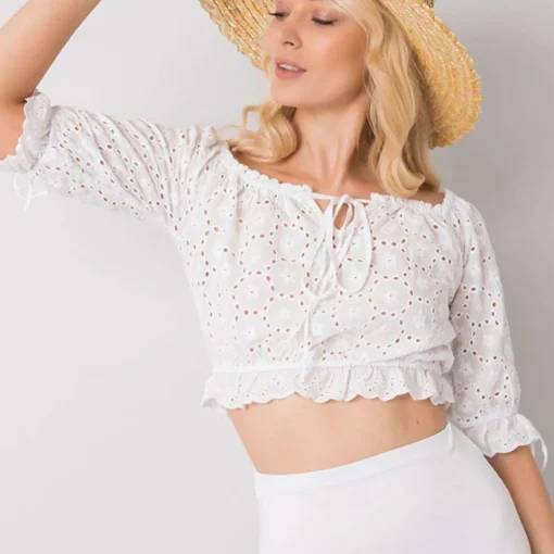 JEANS Lyhythihaiset Paidat Ja Topit>Och Bella Kevita bardot pitsitoppi valkoinen