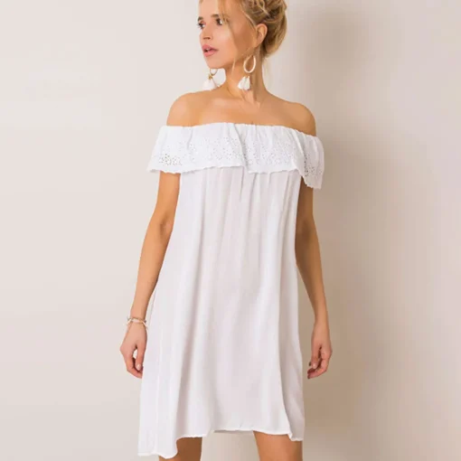 JEANS Minimekot>Och Bella Santorini off shoulder mekko valkoinen