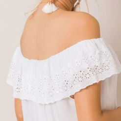 JEANS Minimekot></noscript>Och Bella Santorini off shoulder mekko valkoinen