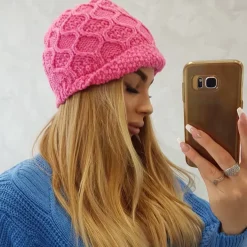 JEANS Talvipäähineet>Oliwier Bis fleecevuorattu pipo pinkki