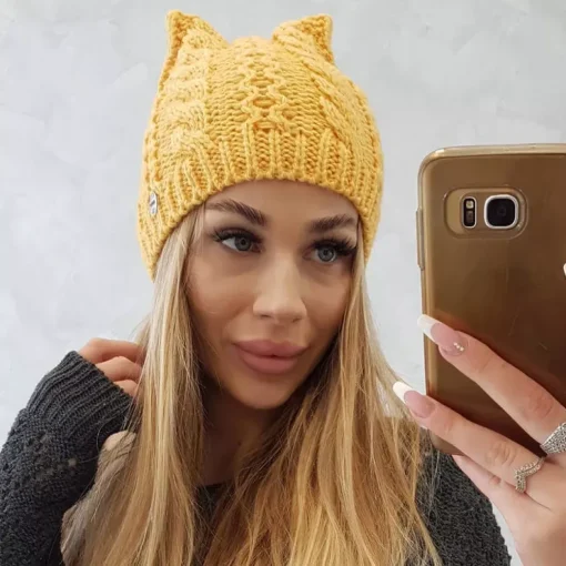 JEANS Talvipäähineet>Oliwier Rabbid fleecevuorattu pipo mustard