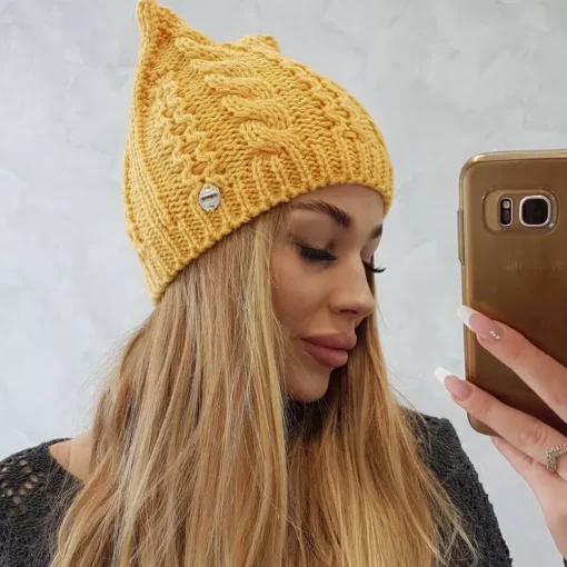 JEANS Talvipäähineet>Oliwier Rabbid fleecevuorattu pipo mustard
