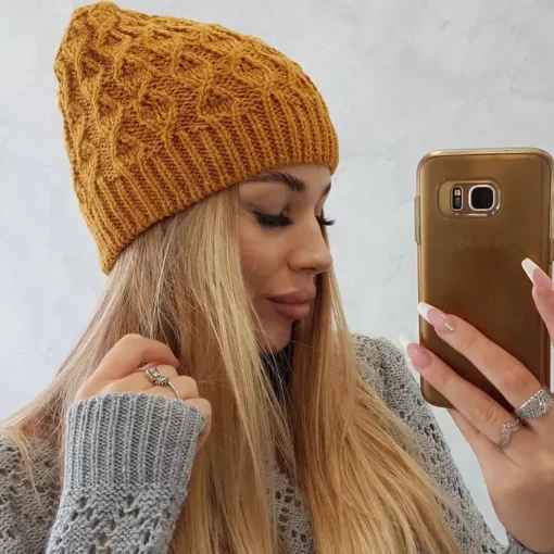 JEANS Talvipäähineet>Oliwier Roma fleecevuorattu pipo mustard