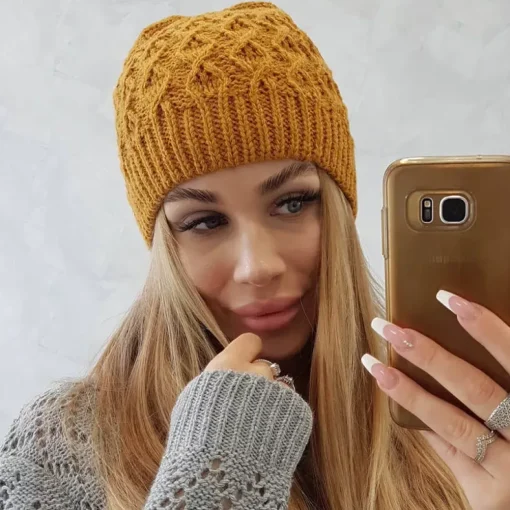 JEANS Talvipäähineet>Oliwier Roma fleecevuorattu pipo mustard