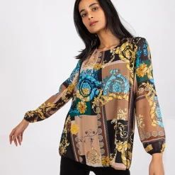 JEANS Pitkähihaiset Paidat>Pammy Amaya kuvioitu paita musta-beige