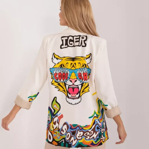 JEANS Takit>Pammy Cool Art kuvioitu bleiseri luonnonvalkoinen