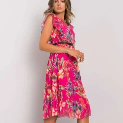 JEANS Minimekot></noscript>Pammy Garrina kukkamekko vyöllä fuksia