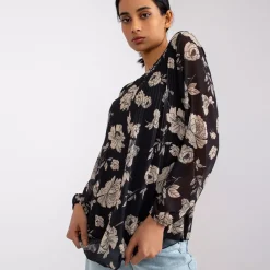 JEANS Pitkähihaiset Paidat>Pammy Liana beigekukkainen paita musta