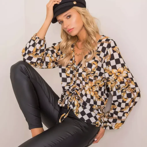 JEANS Pitkähihaiset Paidat>Pammy Ricarda kuvioitu paita mustavalkoinen