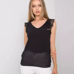 JEANS Lyhythihaiset Paidat Ja Topit>Pammy Sapphire sifonkitoppi musta