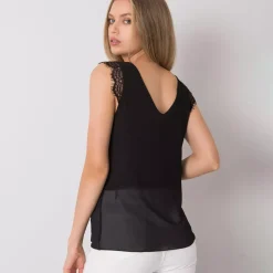 JEANS Lyhythihaiset Paidat Ja Topit>Pammy Sapphire sifonkitoppi musta
