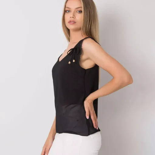 JEANS Lyhythihaiset Paidat Ja Topit>Pammy Sapphire sifonkitoppi musta