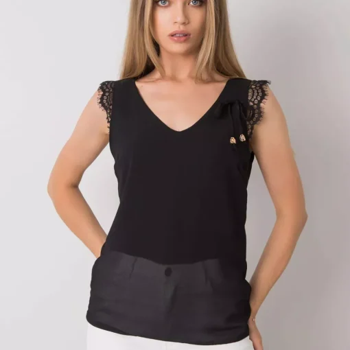 JEANS Lyhythihaiset Paidat Ja Topit>Pammy Sapphire sifonkitoppi musta