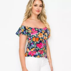 JEANS Lyhythihaiset Paidat Ja Topit>PerSeption Emilia kuvioitu paita t.sininen