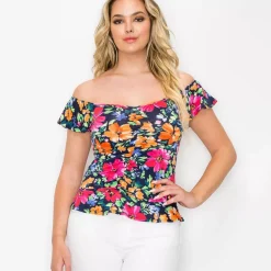JEANS Lyhythihaiset Paidat Ja Topit>PerSeption Emilia kuvioitu paita t.sininen